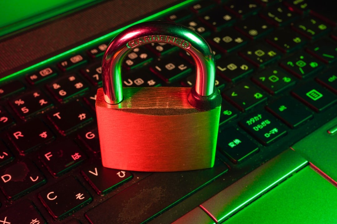 Digital cybersecurity concept with glowing padlock and binary data stream
